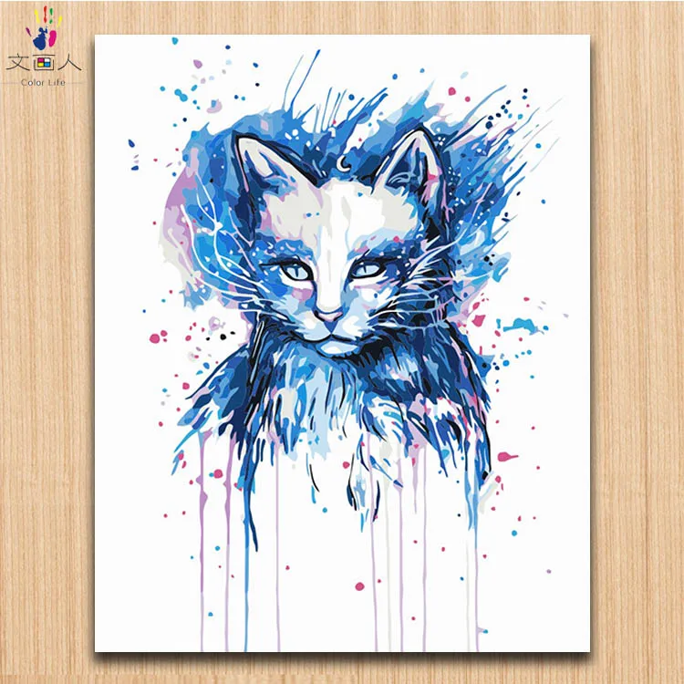 Акварельные животные Красочные Кошки картины Раскрашивание Рисование по