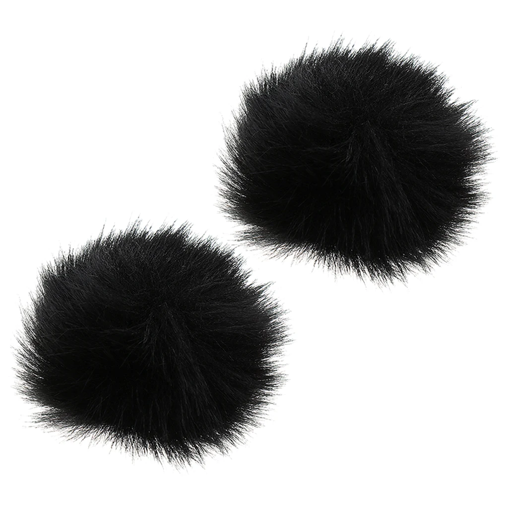 2xFurry Windscreen Windshield Wind Muff Lavalier Lapel Microphone Mic Black | Спорт и развлечения