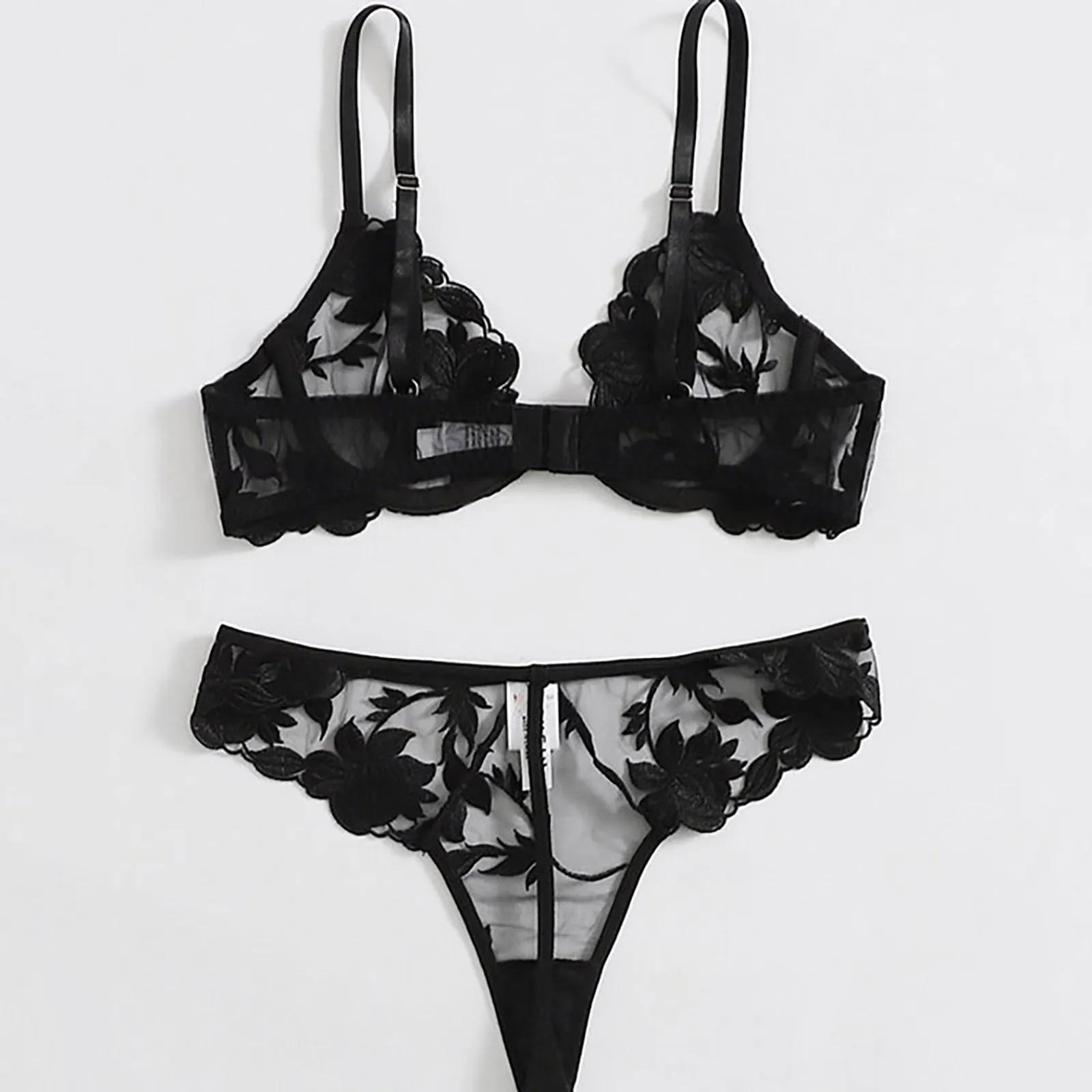 

Women's See-Through Intimates Hollow out Lace Bra And Briefs France Sexy Women Embroidery Underwear Bra Set Sexy Lingerie set