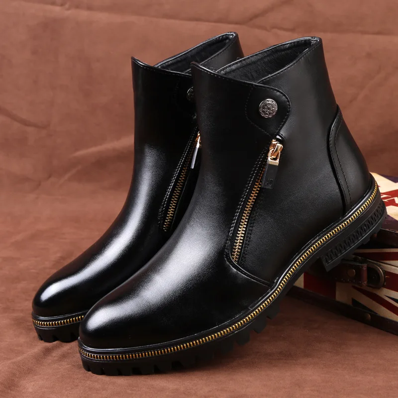 

2019 autumn and winter male Chelsea boots fashion men paint red side zipper plus cotton Martin boots men