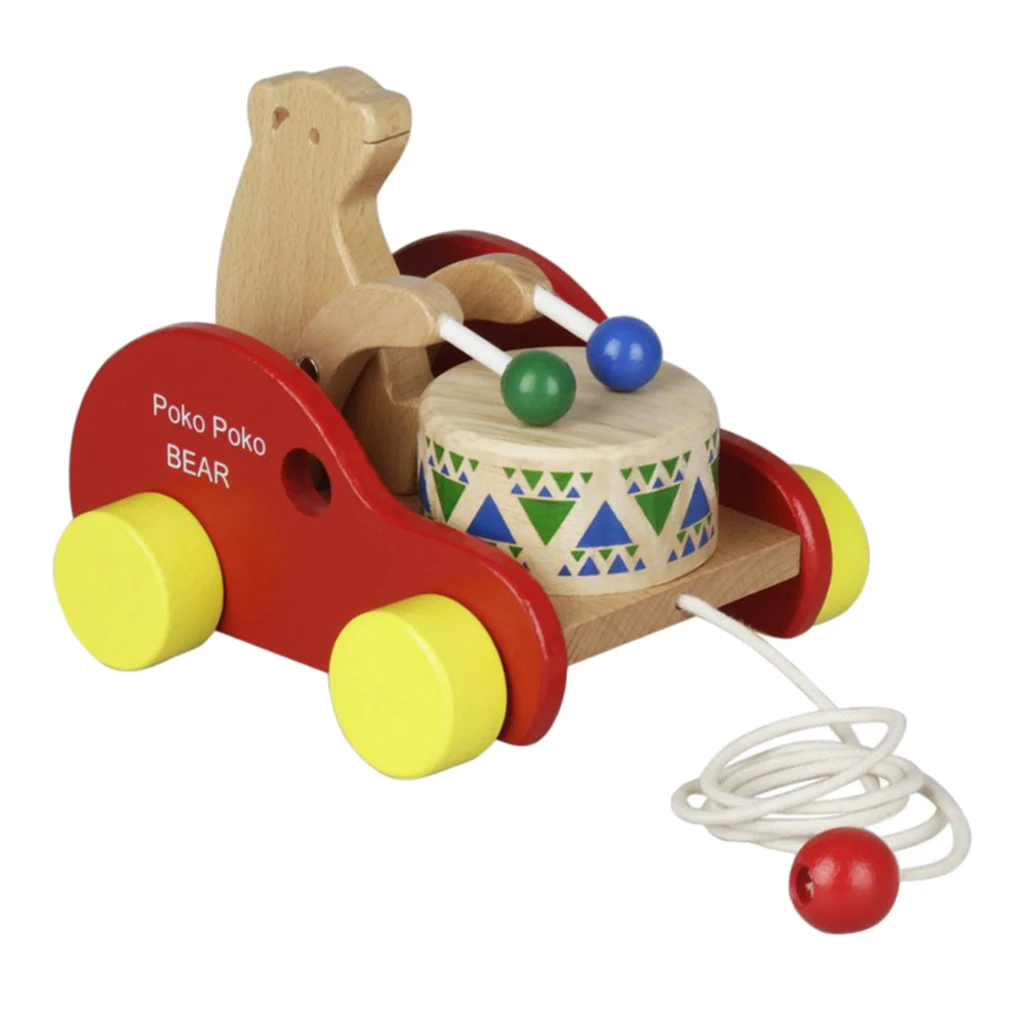 Детская развивающая игрушка-барабан Bear Beat деревянная игрушка-ходунок |