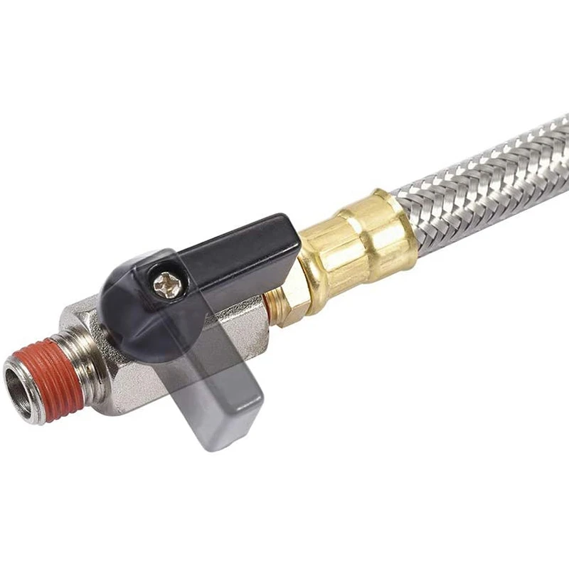 

Extended Tank Drain Valve Assembly Kit Flexible Braided Steel Tube 10 Inch 1/4 Inch NPT Pipe Fitting for Air Compresso