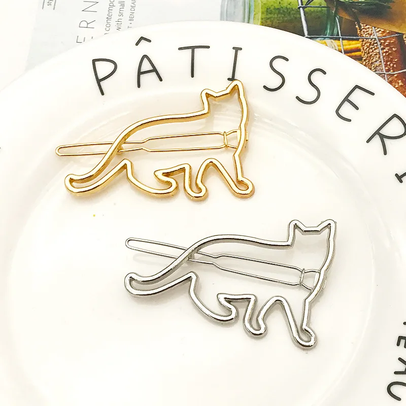 Полые металлические заколки для волос в форме кота девочек креативные звезды