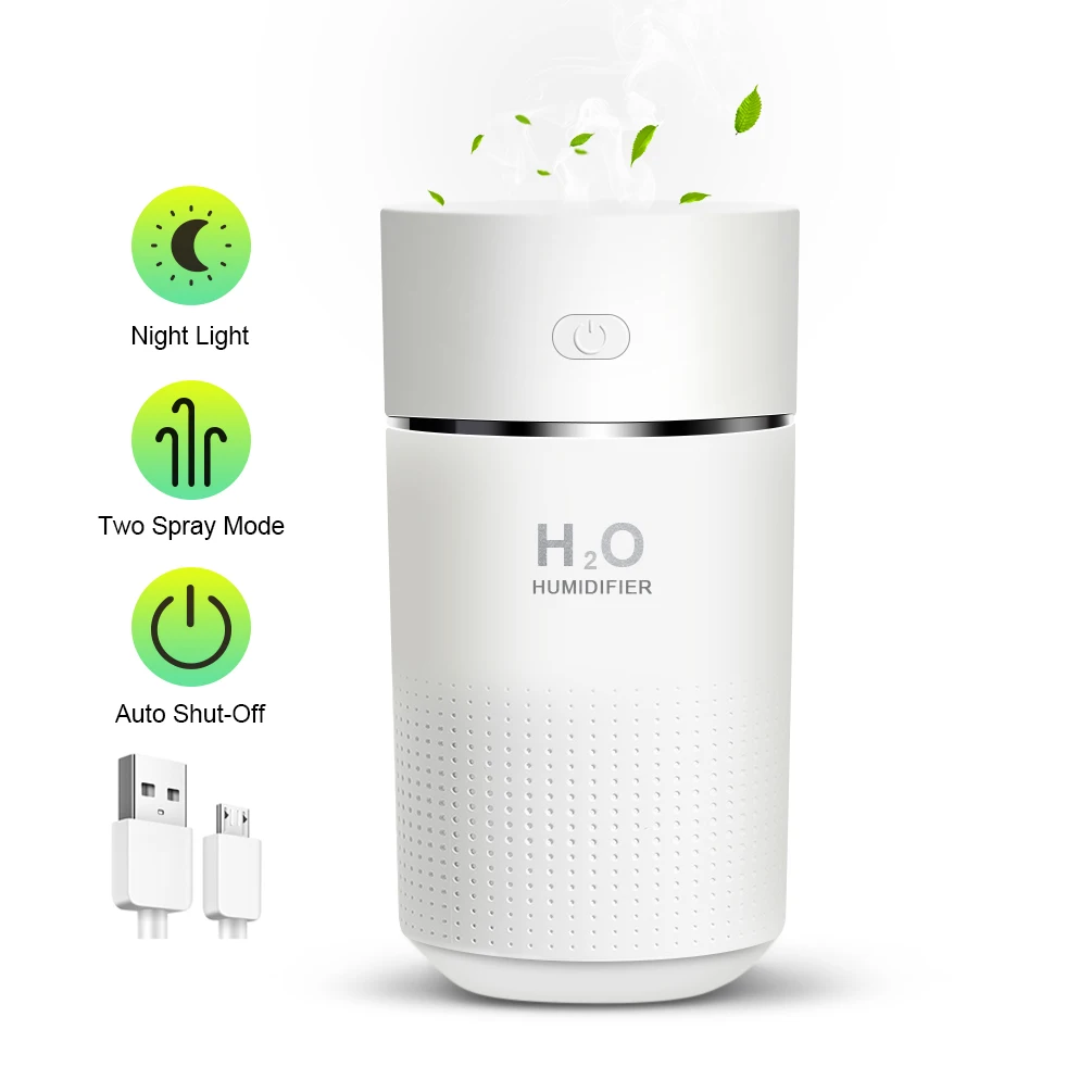 

ELOOLE 360mL Air Humidifier Household Bedroom Small Mini Air Purification LED Night Lamp USB Fogger Mist Maker Quiet Sprayer