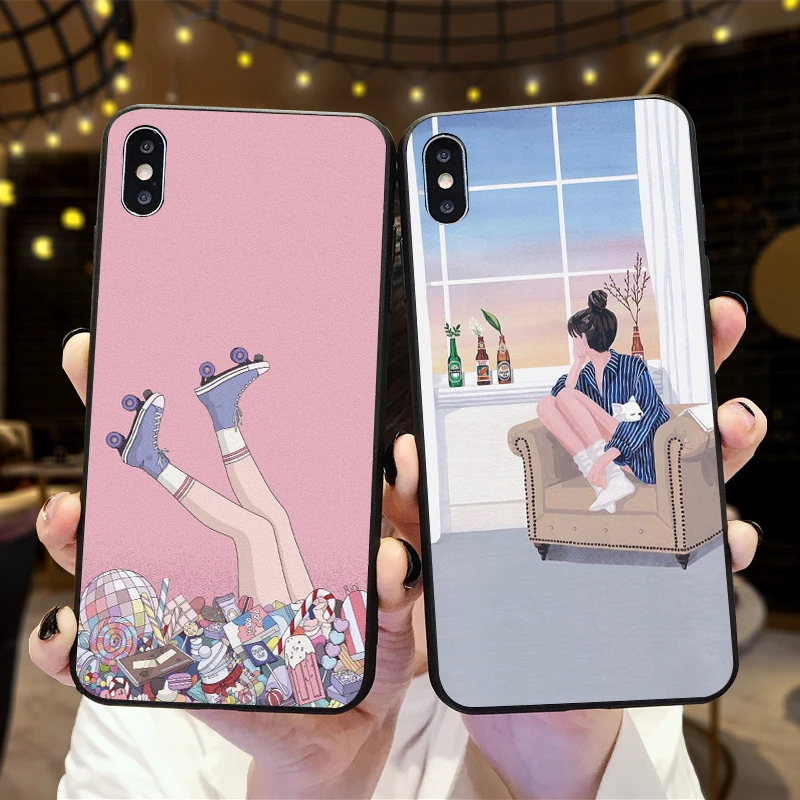 Кошка девушка для Xiaomi Redmi 7 Note 4X 5A 16G 32G GO 7A K20 6 5 8 Pro Чехол телефона | Мобильные