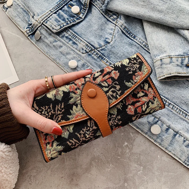 

Wallet Women's Wallet Luxury Wallet Women's Canvas Purse Retro Wallet Multi-Card Card Holder Vintage Wallet Coin Purse