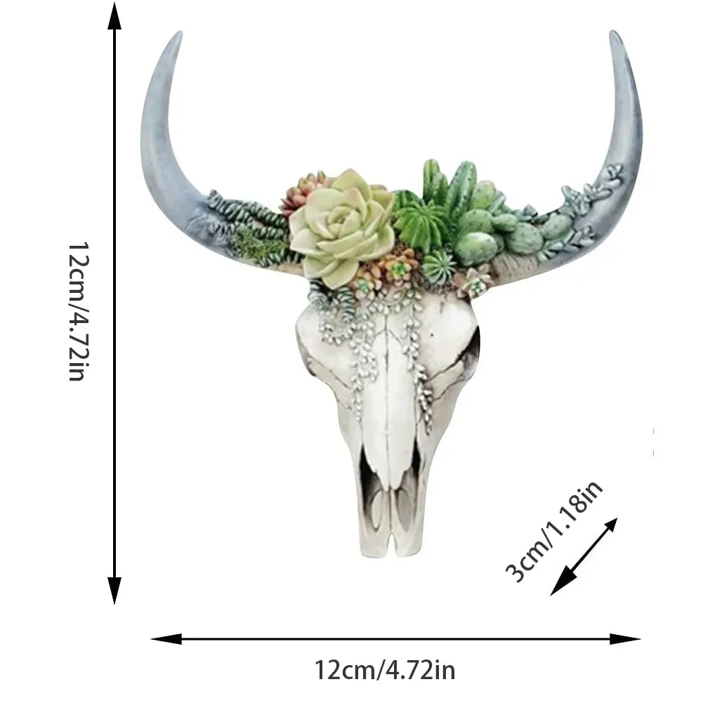 

Succulent Flower Cow Skull Wall Decor Ornament With Artificial Cow Skull Resin Hanging Ornament Head Pendant Home Decoration