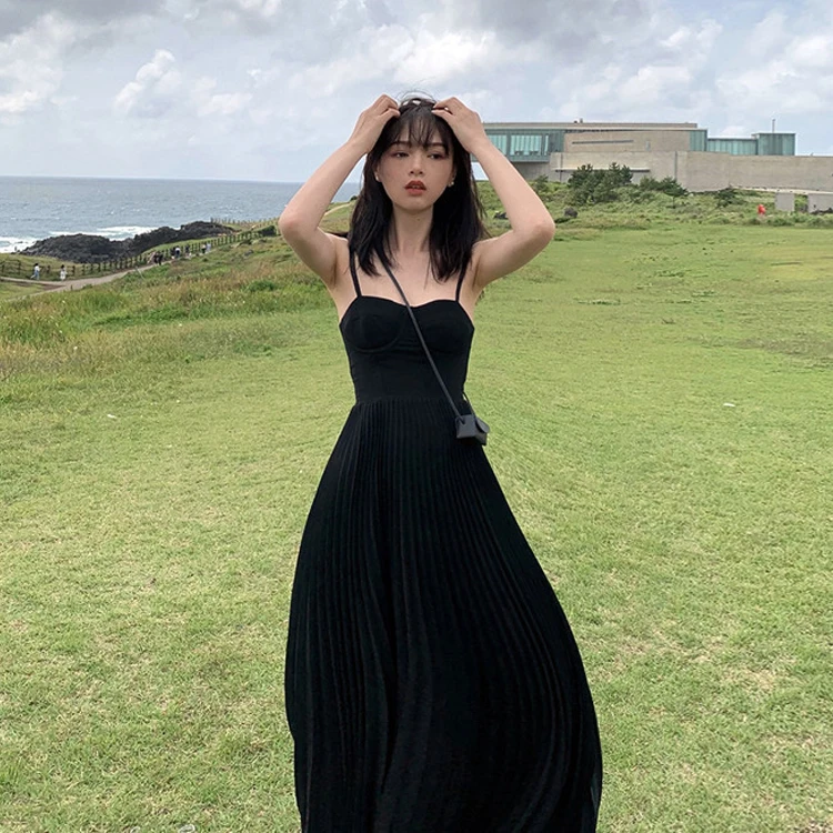 Платье на бретелях в стиле ретро Хепберн французское лесное праздничное платье