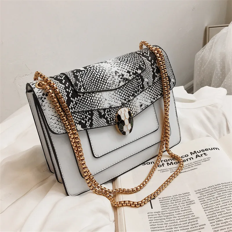 

Luxury Lady Flap Bags Pink/White Designer Brand Serpentine Chain Hasp Shoulder/Crossbody Bags Leather Women's Handbags