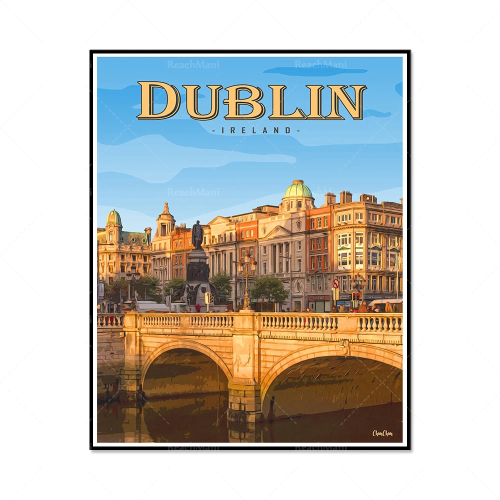 Туристические плакаты в Париже Франции Капри Голландии баваре Монте-Сен-Мишель