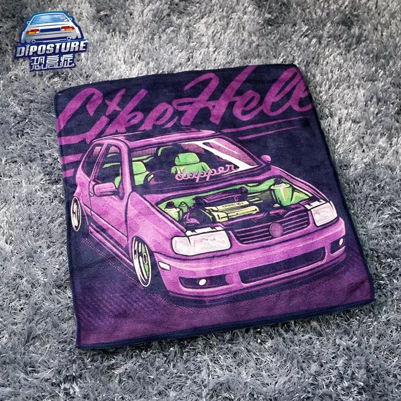 E Горячая 35x35 см HellaFlush стиль полотенце для мойки авто JDM Гоночный Автомобиль ткань для чистки полотенце для мытья и сушки автомобиля - Цвет: E