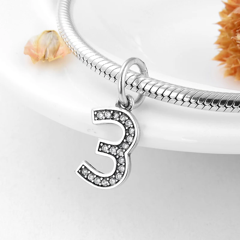 Модные бусины lucky Number 2 из стерлингового серебра 2019 пробы для изготовления