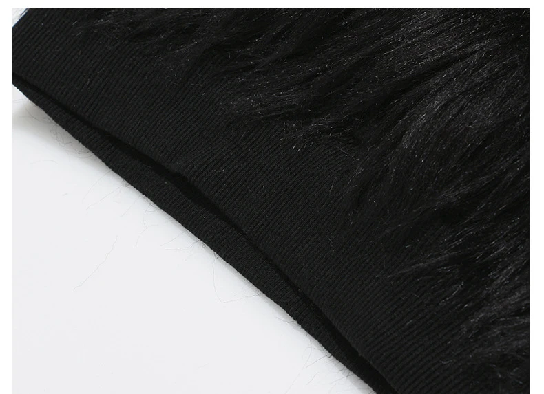 Wreeima/черные толстовки из клееного меха в стиле панк с бусинами 2019 женский