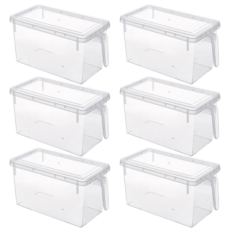 

6PCS Food Storage Containers Freezer Refrigerator Storage Box with Handle Kitchen Food Containers Sealed Jar