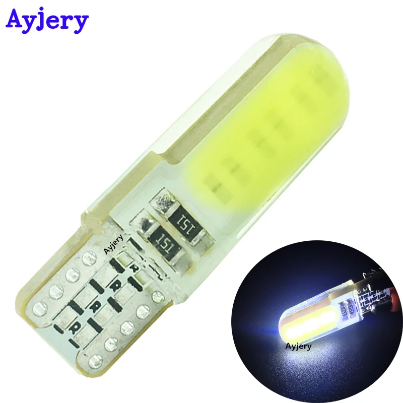 

AYJERY 100 шт. T10 COB 12 точек силиконовая оболочка 194 W5W силиконовый чехол авто парковка светильник клиновидные боковые Лампы для чтения светильник...
