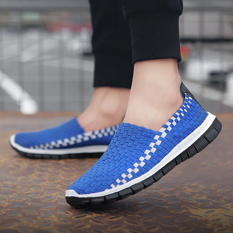 

Men's Casual Shoes Breathable Fly Weave Shoes Couple Walking Shoes 2021 Non-slip Wearproof Sneakers Chaussure Homme Flat Shoes