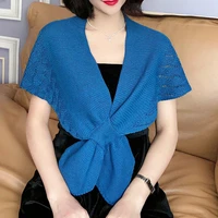 new style knotted lady style scarf autumn a female solid color korean version crows feet ruffled black red blue white shawl