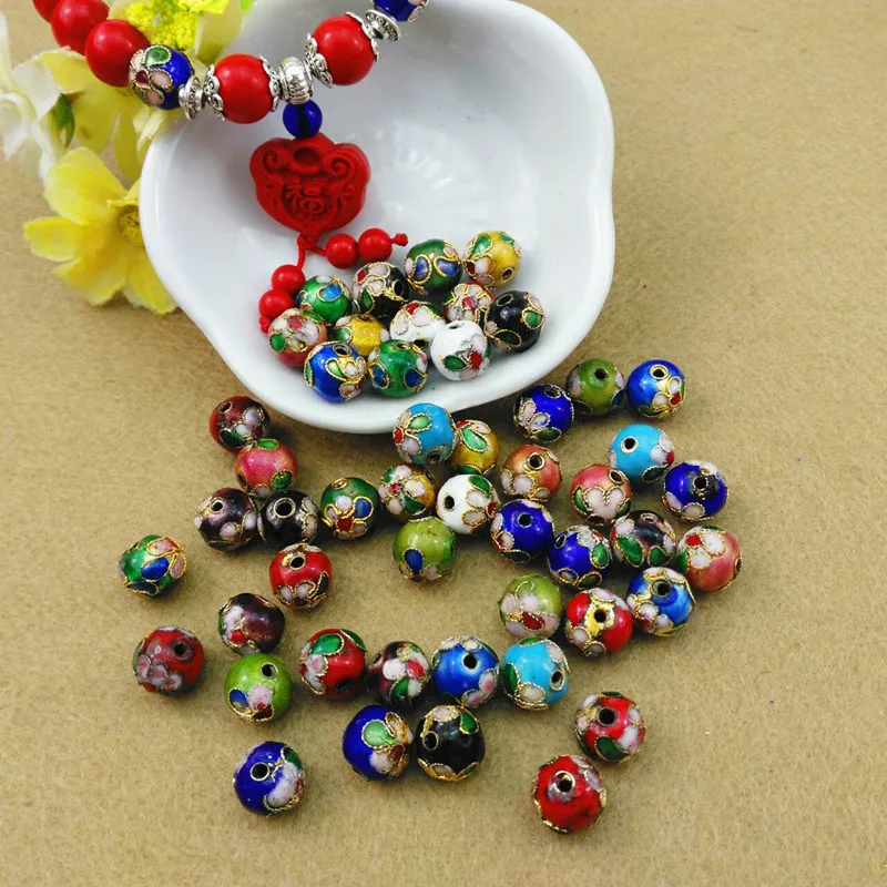 NEW Wholesale 10 PCS multicolor cloisonne thread round bead DIY enamel wire inlay loose beads 8-12mm | Украшения и аксессуары