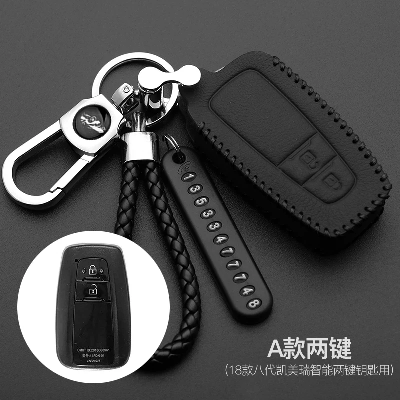 

Luminous Car Leather Key Holder Cover Case Shell Chain For Toyota Camry Corolla C-HR CHR Prado 2018 Key Protection