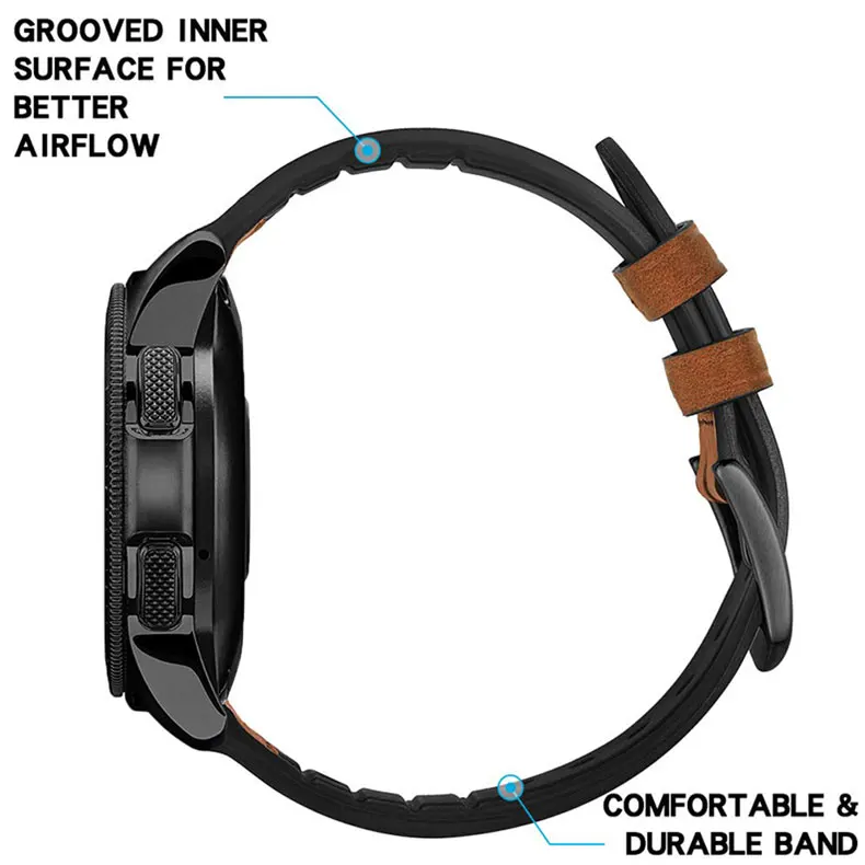 22 мм силиконовый и кожаный ремешок для huawei Watch GT 2 samsung galaxy watch 46 мм gear S3 Frontier/классический браслет huami Amazfit