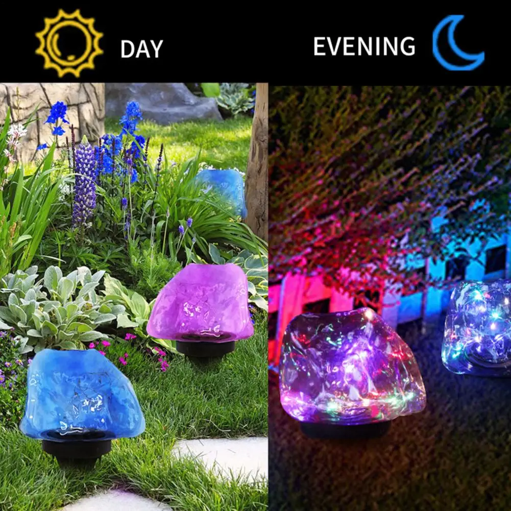 

Outdoor Solar LED Color Light Waterproof Fake Stone Lawn Lamp Colorful Rotating Solar Light Home Courtyard Decor