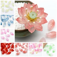 10pcs 20x11mm floral petal lampwork crystal glass loose top drilled pendants beads for jewelry making diy crafts flower findings