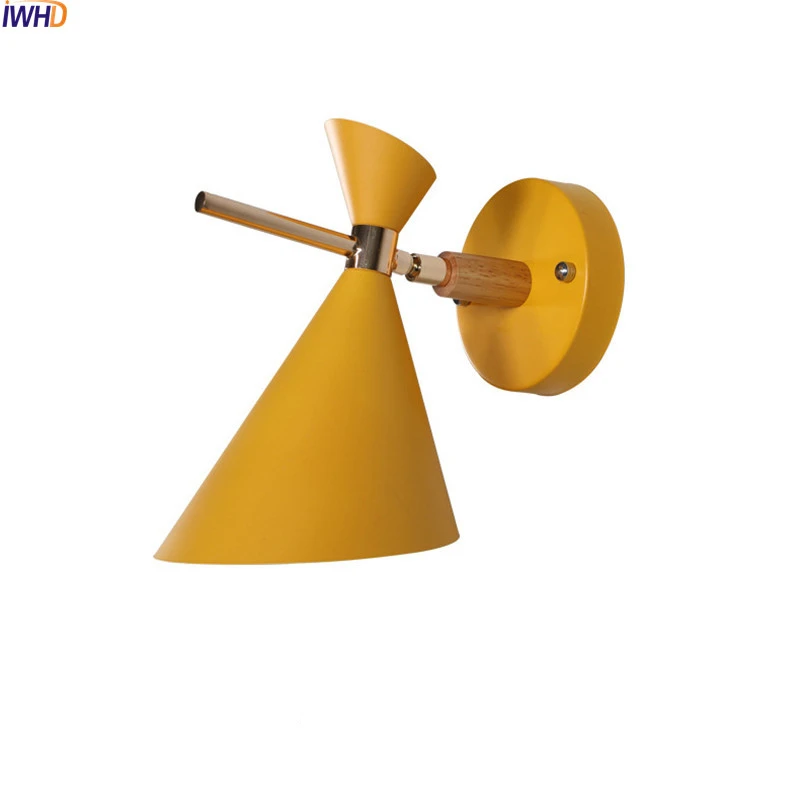 

Yellow Iron LED Wall Lamps Modern Nordic Wall Lights Creative Wandlamp Bedside Bedroom Light Fixtures For Home Decoration Bar