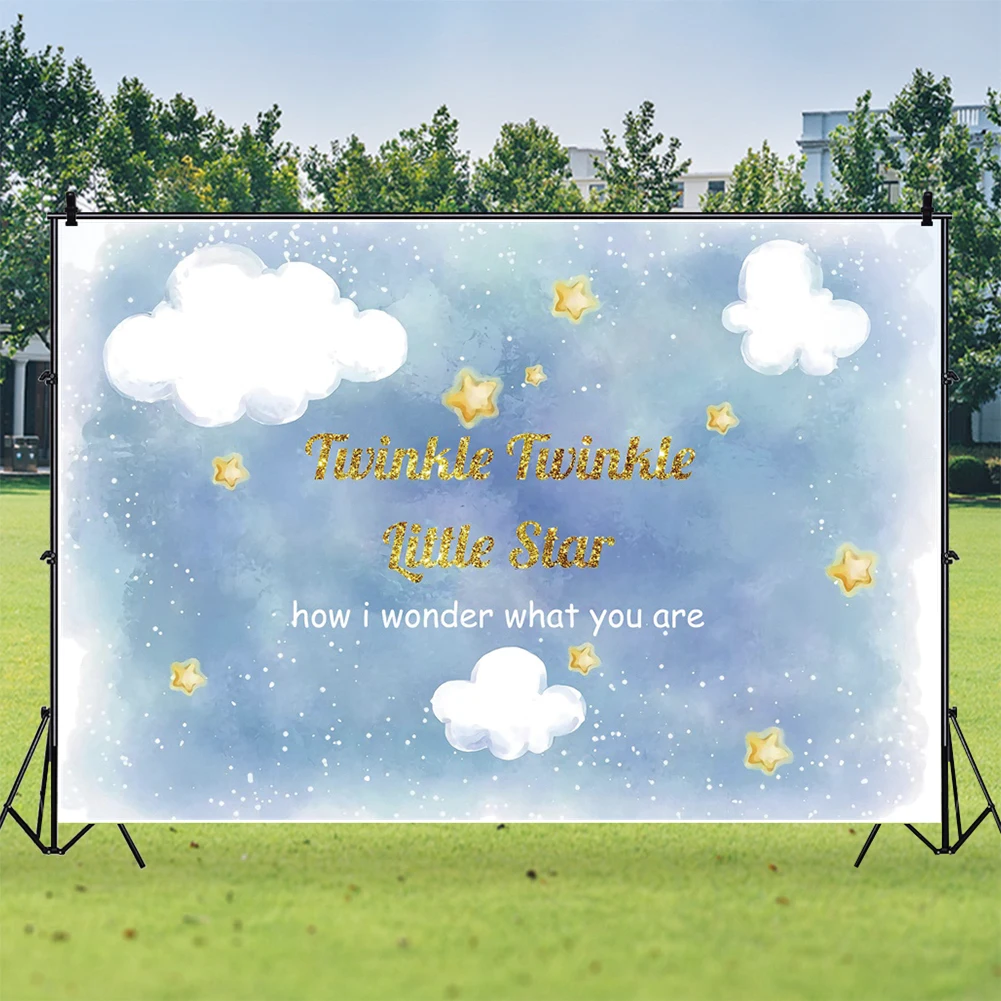 

Cartoon Blue Sky Cloud Star Newborn Baby Shower Birthday Backdrop Photography Background For Photo Studio Photophone Photozone