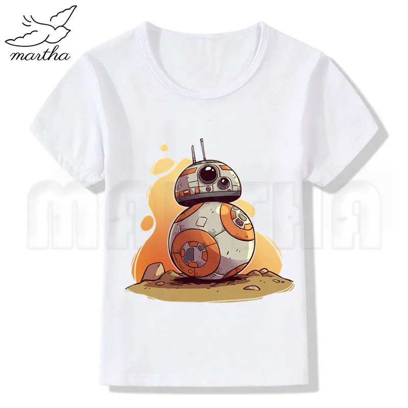 Звездные войны bb8 белая футболка для маленьких девочек летние повседневные