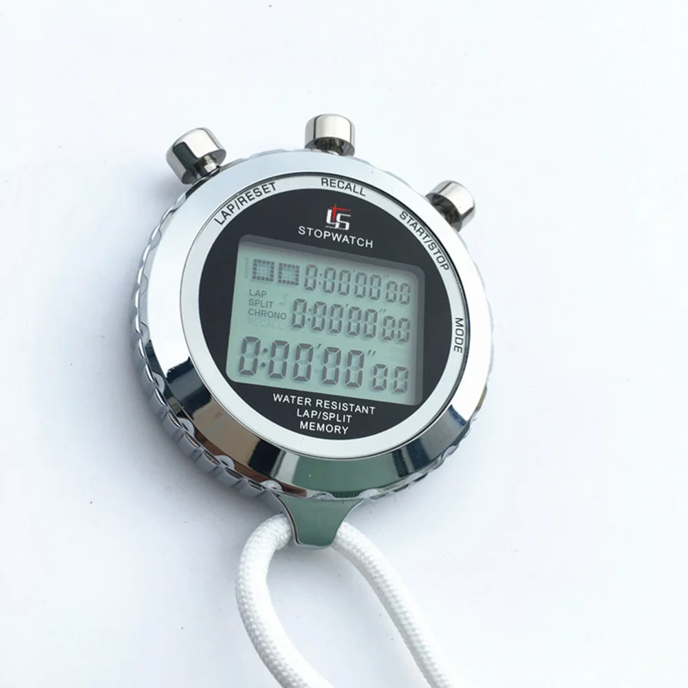 

1PC Professional Digital Timer Sport Stopwatch Handheld Electronic Timer Running Chronograph with Strap (3 Row, 10 Track