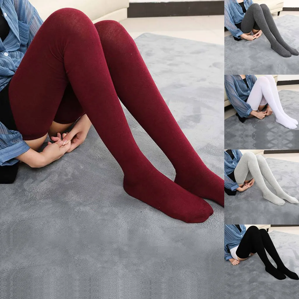 

NEW Knee Socks Women Cotton Thigh High Over The Knee Stockings For Ladies Girls 2020 Warm 80cm Super Long Stocking Sexy Medias