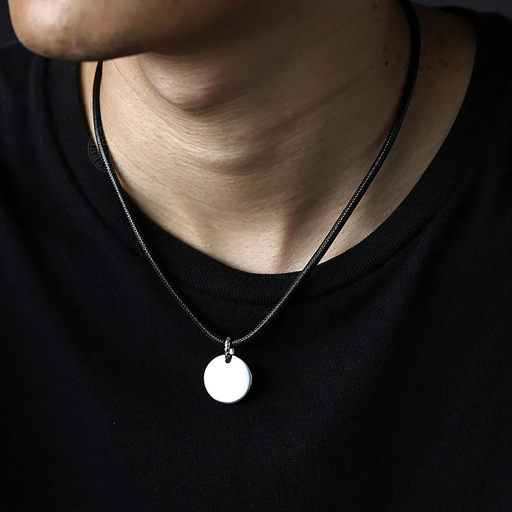 Кожаное ожерелье с подвеской Dogtag 4 мм из нержавеющей стали 18