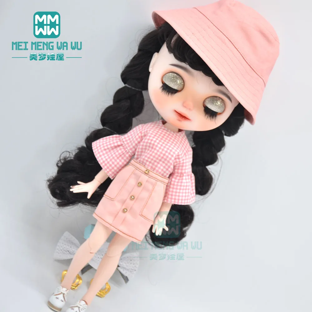 Blyth кукла аксессуары для Azone модная клетчатая рубашка мини юбка шляпа|Куклы| |