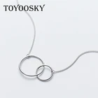 Ожерелье из стерлингового серебра 925 пробы, женский кулон с двойными кругами, двухсторонний чокер, ожерелья и подвески для дочки и мамы