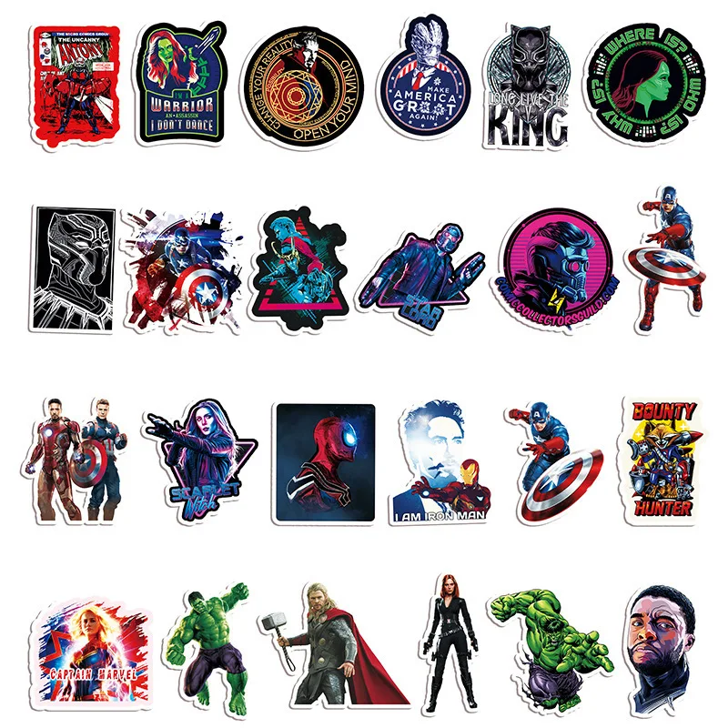 10/30/50 шт. супергероев Marvel Железный человек Халк черный пантера водонепроницаемый