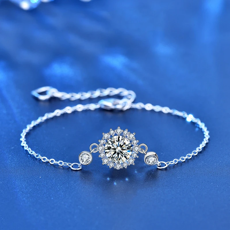 

Mozanstone Bracelet D1ct Carat VVS1 18K Color Wedding Party 925 Sterling Silver High Quality Woman Bracelet Gift