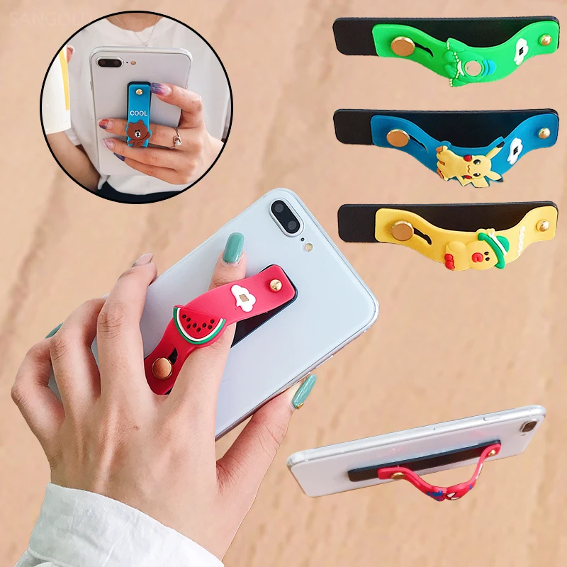 Милый аниме мультфильм держатель телефона push pull finger Stand grip Ring ремешок на запястье