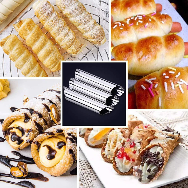 

1Pcs DIY Cream Horn Moulds Stainless Steel Baking Cones Spiral Baked Croissants Tubes Horn Pastry Roll Cake Mold