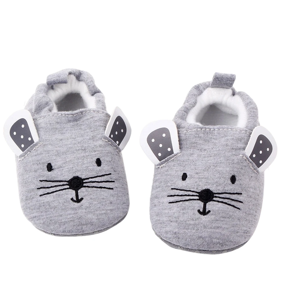 

Newborn Infant Baby Boys Girls Slippers Soft Sole Non Skid Crib House Shoes Cute Animal Winter Warm Booties Gray/Pink
