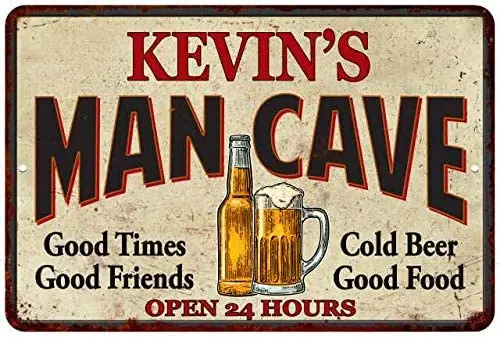 

Signs Kevin's Man Cave Personalized Metal Sign 8 x 12 High Gloss Metal