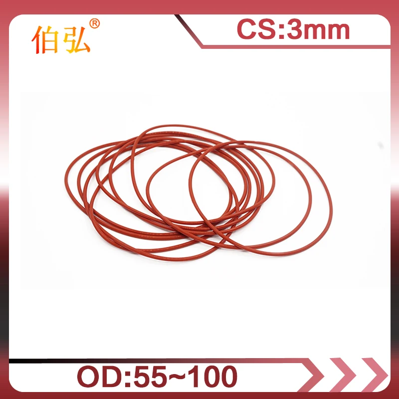 Красные силиконовые O-Ring 1 шт./лот силикон/VMQ OD55/Толщина резинового кольца 60/100*3 мм