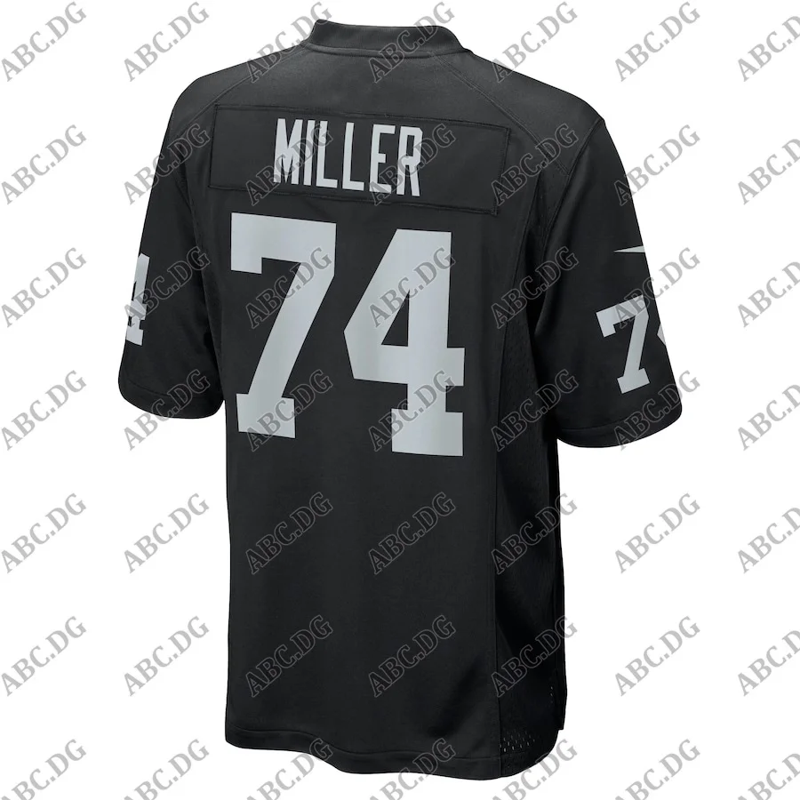 

Customized Stitch American Football Jersey Men Women Kid Youth Las Vegas Kolton Miller Black Game Jersey