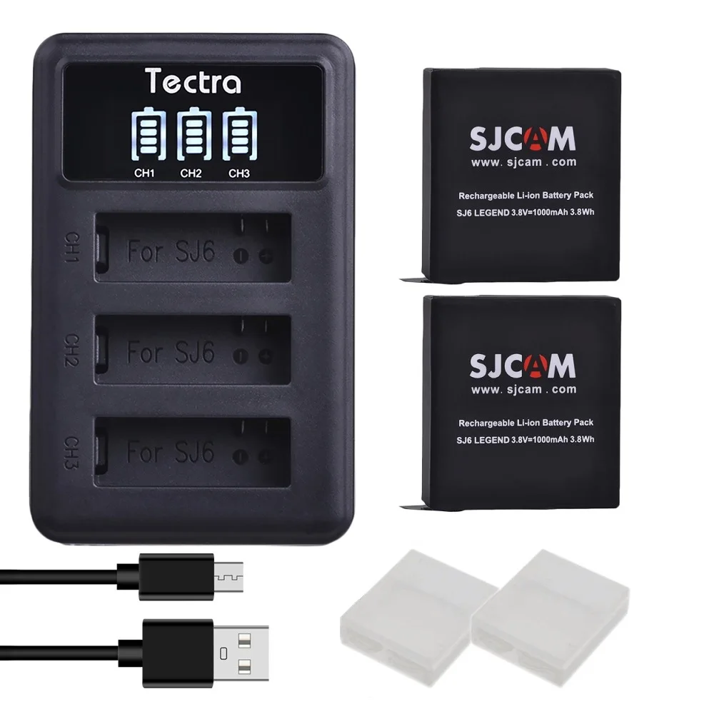 

Перезаряжаемая литиевая батарея и зарядное устройство с 3 слотами USB для SJCAM SJ6, SJ6 Legend
