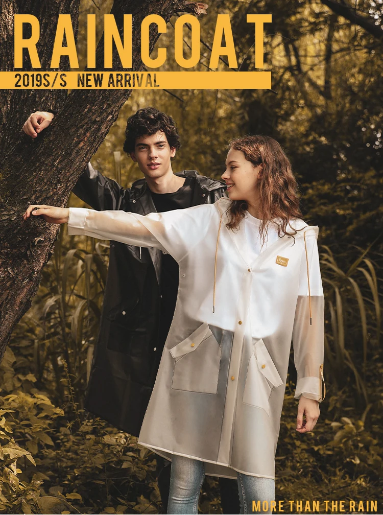 

Waterproof Nylon Raincoat Women Transparent Plastic Ladies Hooded Raincoat Overall Outdoor Capa De Chuva Transparent Coat JJ60YY