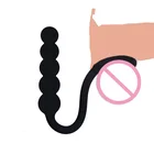 Силиконовая Анальная пробка, 5 шариков, с кольцом для члена, массажер простаты, анальные шарики, анус, мастурбация, эротическая игрушка для взрослых