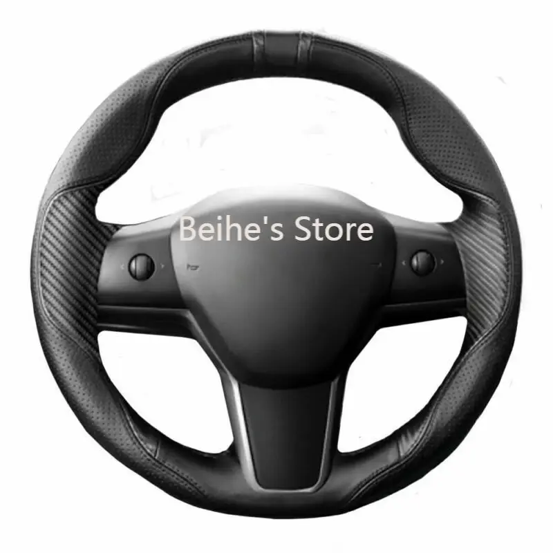 

Перфорированная кожа, углеродное волокно, чехол для руля Tesla Model 3