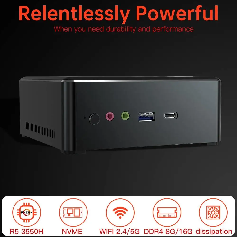 Оригинальный игровой мини-ПК T-bao MN35 AMD Ryzen 5 3550H 16 ГБ DDR4 512 NVME SSD Windows 10 для игрового