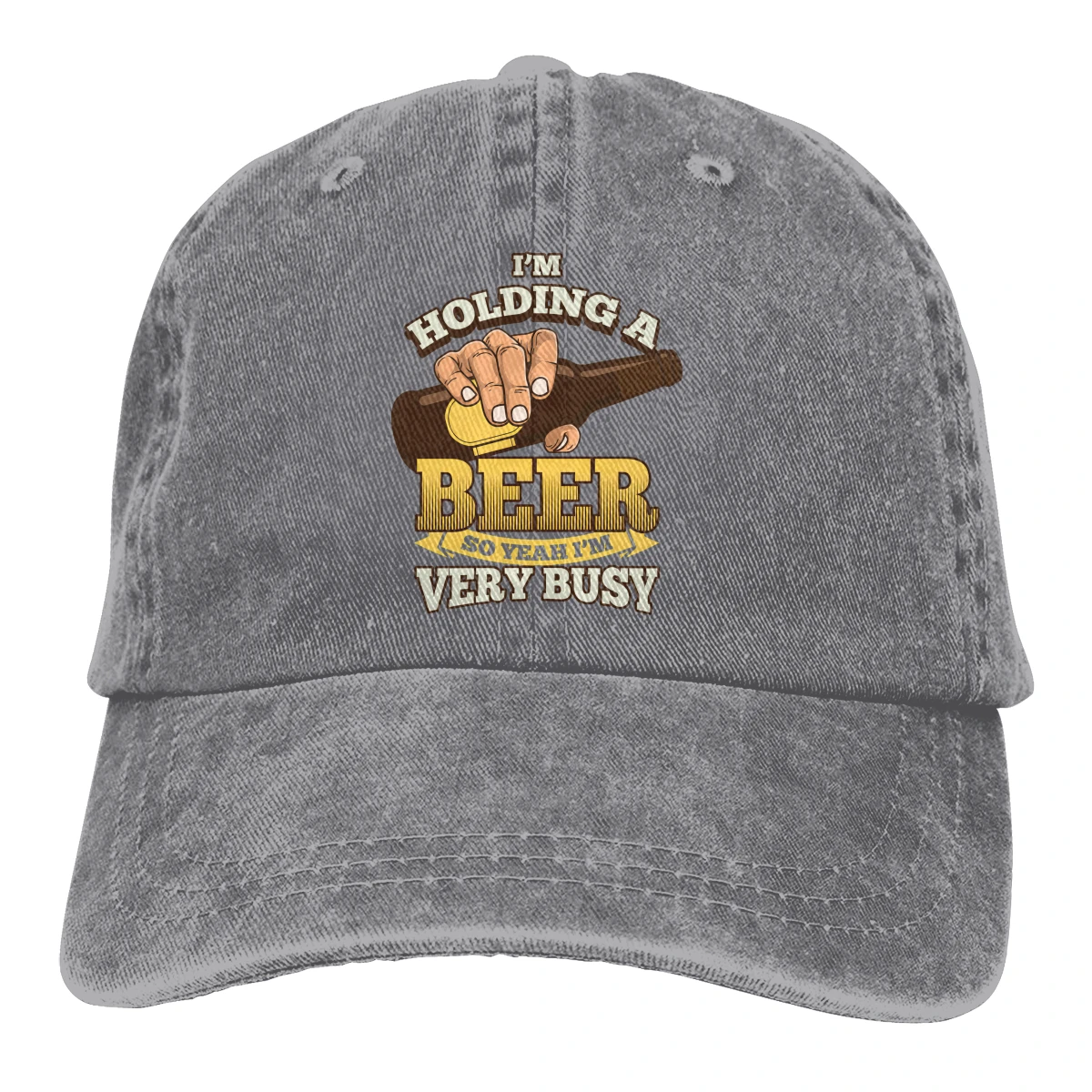 

I'm Holding A Beer So Yeah I'm Pretty Busy Hats For Men Women Fashionable Adjustable Baseball Cap Vintage Dad Hats