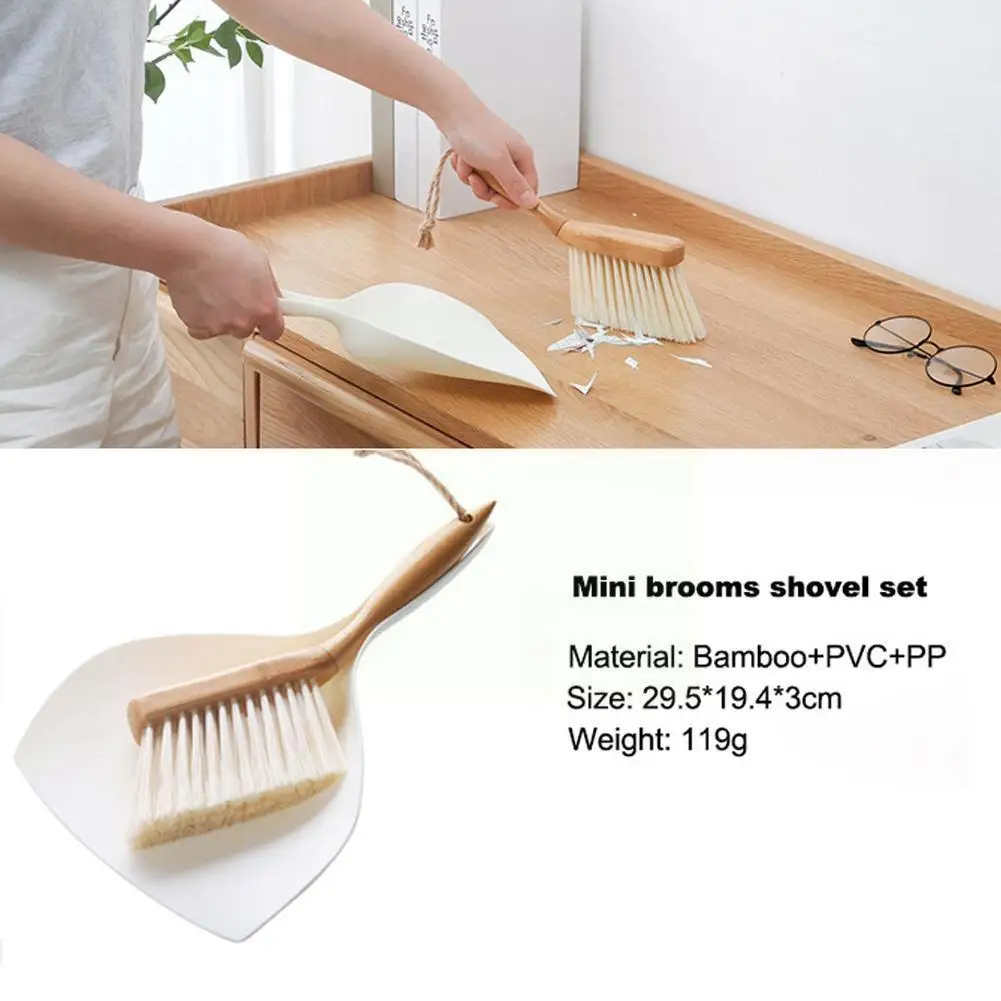 

Bamboo Handle Mini Brooms Shovel Set Household Plastic Shovel Dust Brush Broom Cleaning Small J1X8