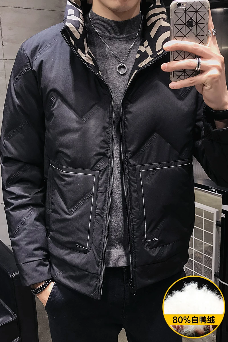

Winter new style men's stand collar light face short down jacket warm coat fashion